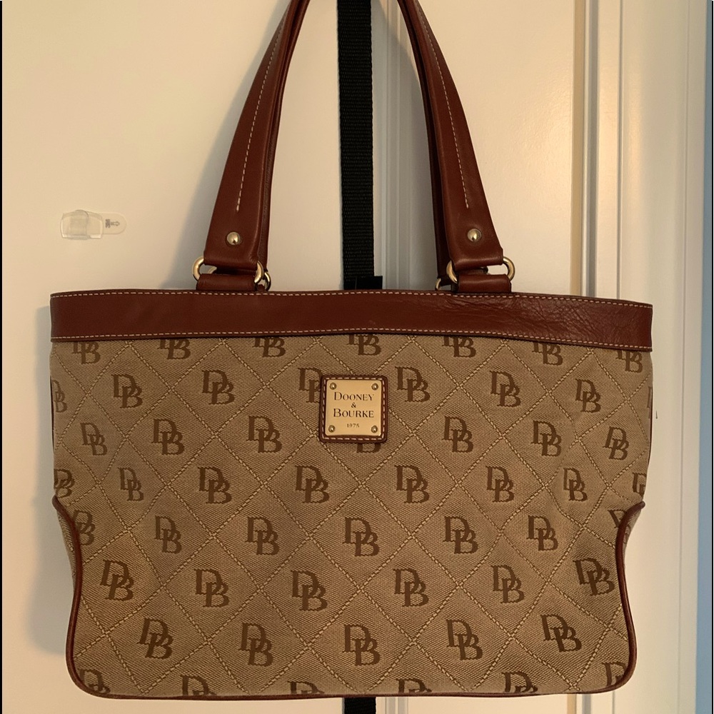 Classic Dooney and Burke leather and cloth purse